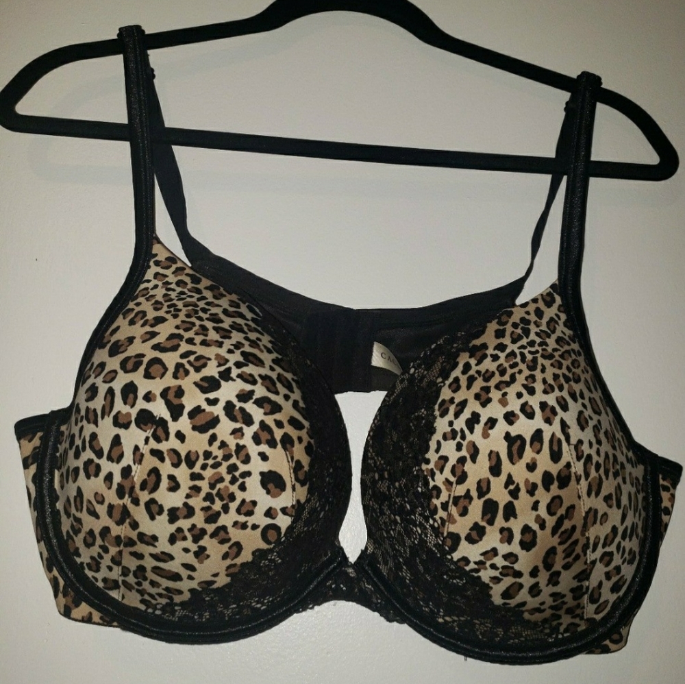 Cacique Smooth Boost Plunge Bra 42D Leopard